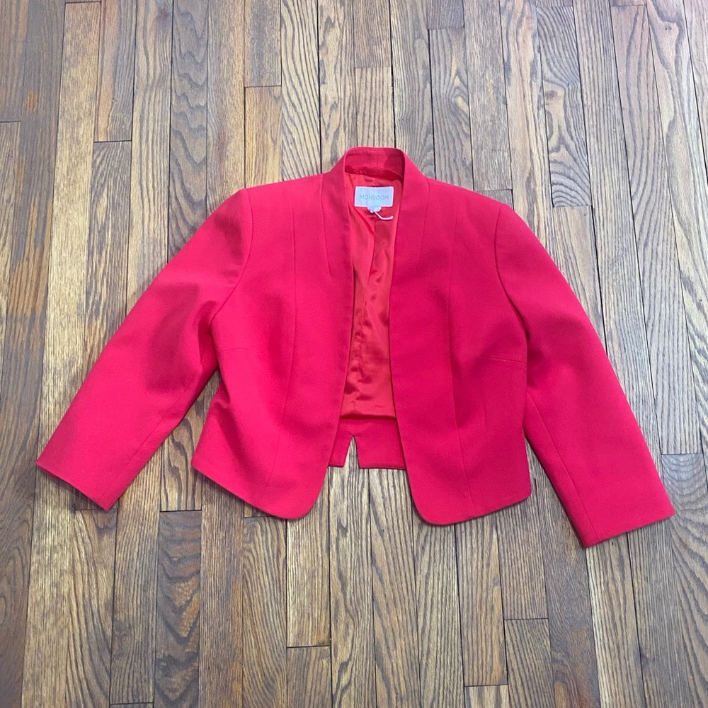 Monsoon Red Short Blazer Size 8